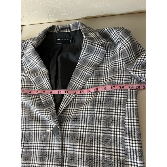 ASOS Design Blazer Womens 6 Black White Glen Plaid Check Long Sleeve Corpcore - Picture 5 of 12